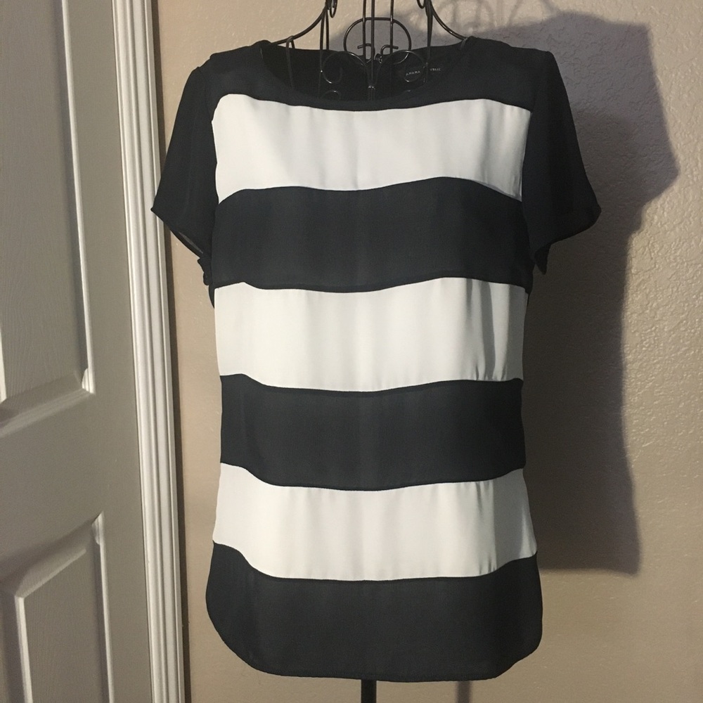 Banana Republic white navy blouse